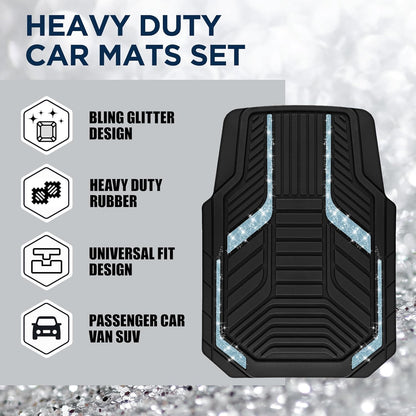 PIC AUTO Heavy Duty Rubber Floor Mats, Purple Aluminum Film Car Mats Set, Front and Rear Car Mats with Anti-Slip Backing, All Weather Protection, Trim-to-Fit for Automotive SUV, Sedan, Van