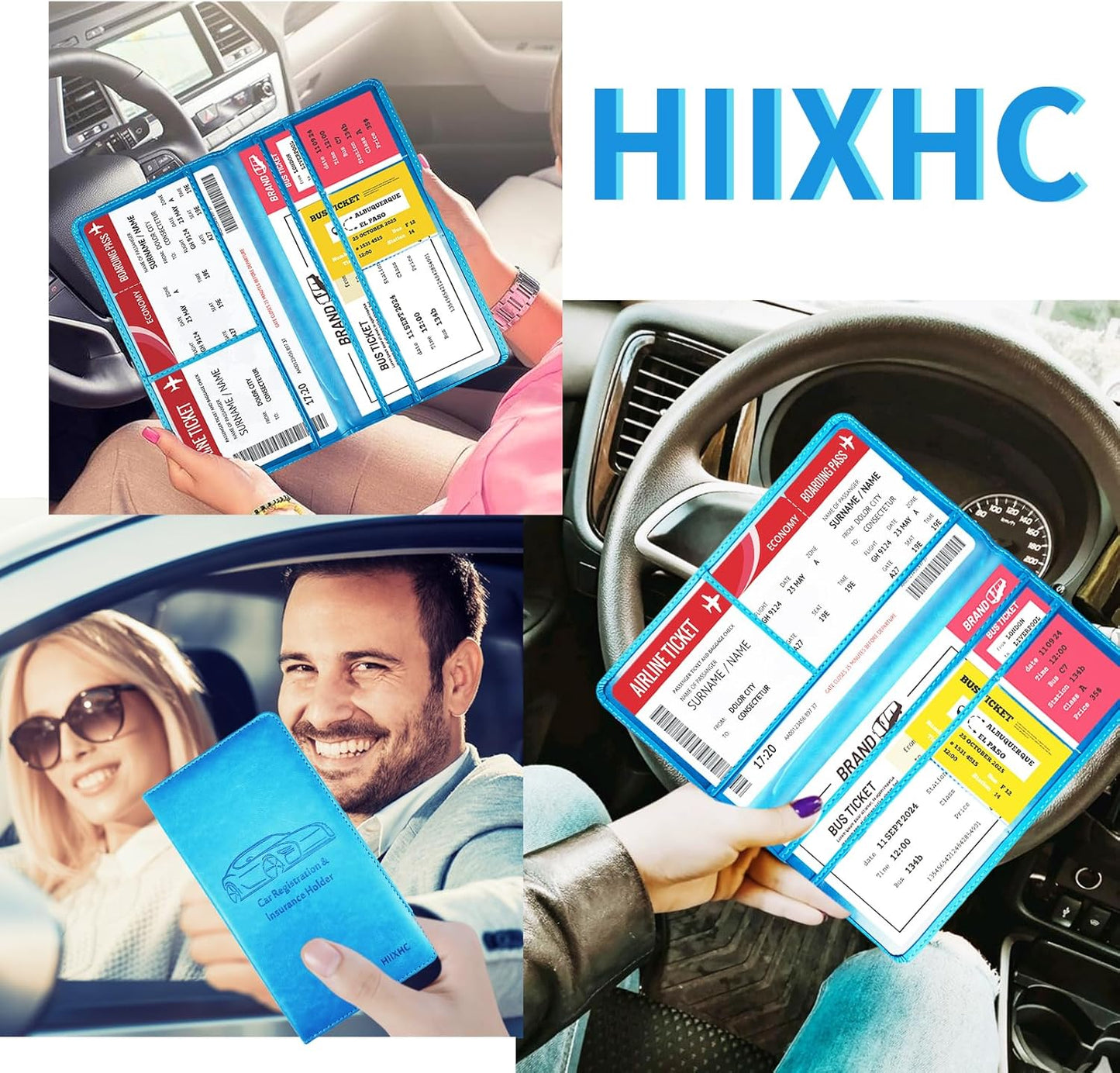 Car Registration and Insurance Card Holder - Leather Vehicle Glove Box Automobile Documents Paperwork Wallet Case Organizer for ID, Driver's License, Key, Cards - Car Accessories for Women&Men