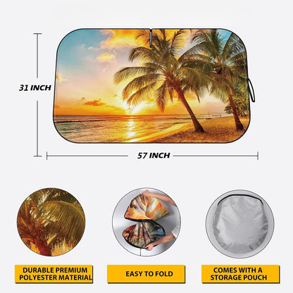 Car Windshield Sun Shade - Reflector Sunshade Offers Ultimate Protection for Car Interior, Cool Reflective Sun Blocker Fits Small Sedans, Mini SUVs