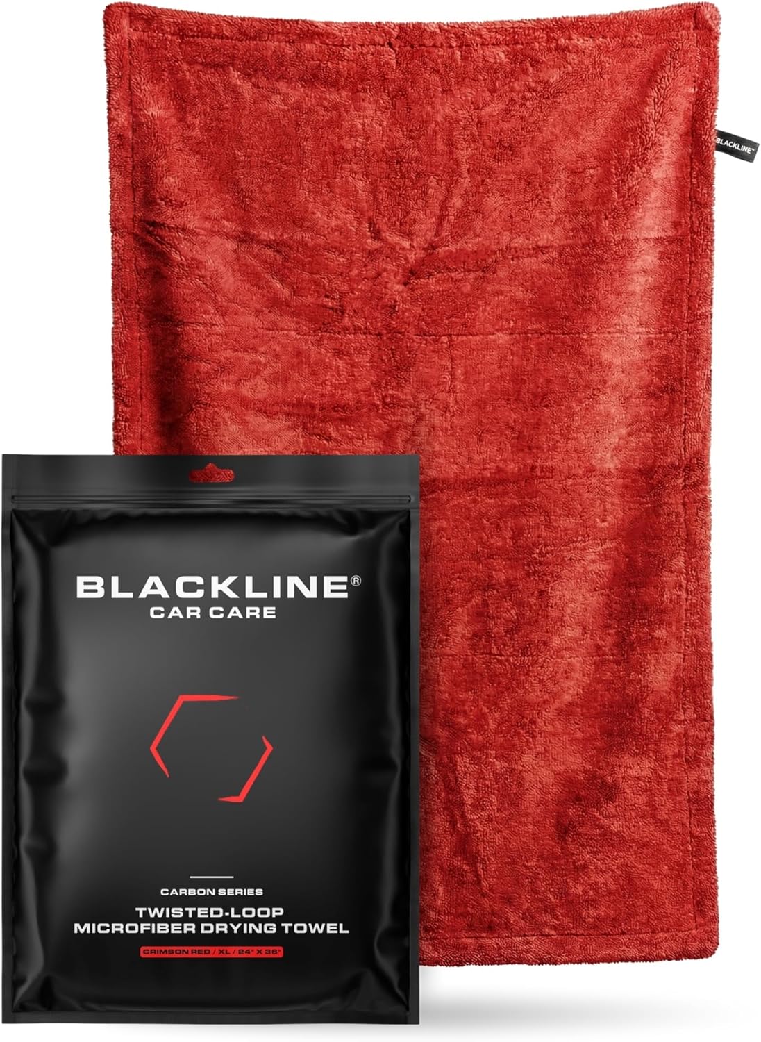 Blackline 24"x36" Twisted-Loop Car Drying Towel, 1300GSM, Streak Free, Lint Free, Reusable - Car Accessories, Microfiber Cleaning Cloth for Car, Truck, SUV - One Pass is All You Need