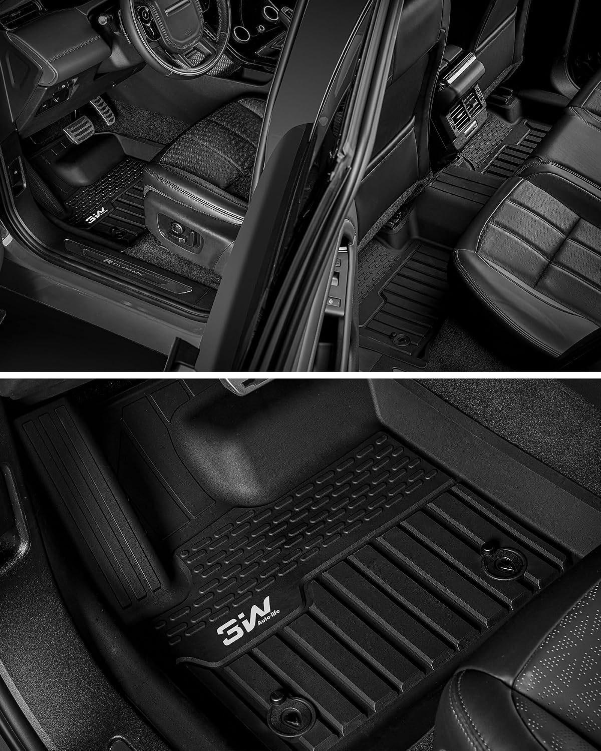 3W Floor Mats & Cargo Liner Fit for 2021 2022 2023 2024 2025 2026 Chevy Tahoe/GMC Yukon/Cadillac Escalade 7 Seat, TPE All Weather Custom Fit Car Accessories Heavy Duty Rubber Full Set Trunk Mats - Colors A