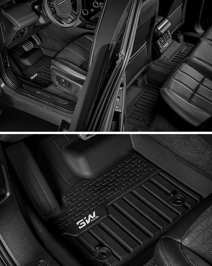 3W Floor Mats & Cargo Liner Fit for 2021 2022 2023 2024 2025 2026 Chevy Tahoe/GMC Yukon/Cadillac Escalade 7 Seat, TPE All Weather Custom Fit Car Accessories Heavy Duty Rubber Full Set Trunk Mats - Colors A