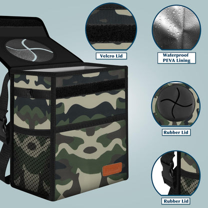 Femuar Leak Proof Car Trash Can with Lid - Waterproof Automotive Garbage Bin for SUVs, Collapsible and Portable Car Trash Bag, Black
