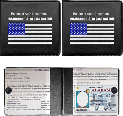 Yourkar 4PCS Car Registration Insurance Holder, Vehicle Glove Box Car Organizer with Magic Tape Closure, Driver License Keeper for Cars, Car Accessories (Big Car, Blue