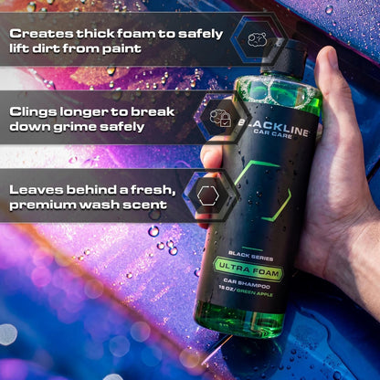 Blackline Automotive Extreme Foaming Car Shampoo - Extreme Ultra Foam Perfect for Ceramic Coatings - Compatible with Foam Cannon for Pressure Washer (16 FL Oz, Dark Ice)