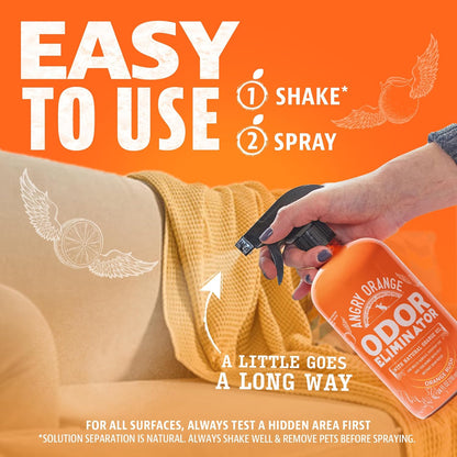 ANGRY ORANGE Pet Odor Eliminator for Dog and Cat Urine, Carpet Stains, and Strong Smells – NEW Orange Rush Scent – Citrus Cleaner with Natural Orange Oil – 24 oz