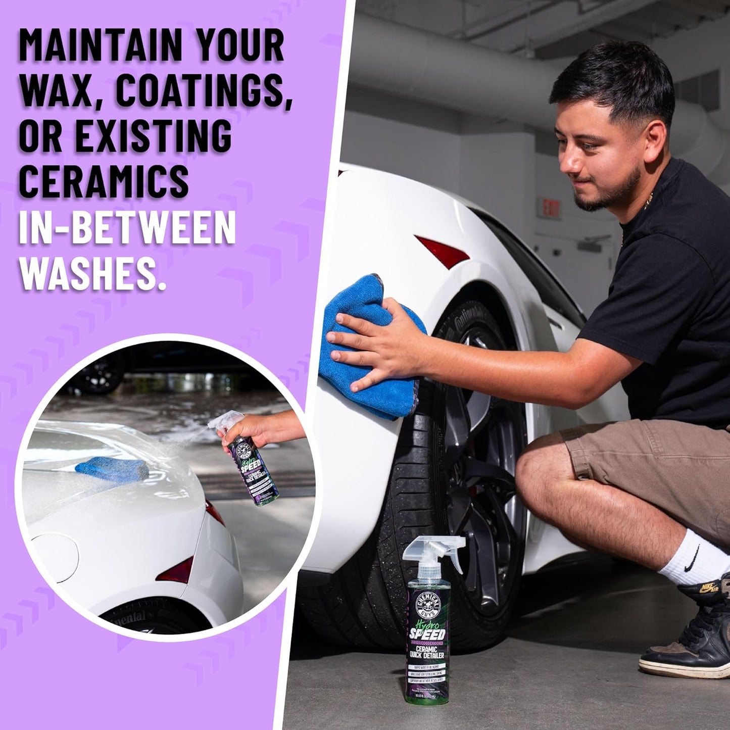 Chemical Guys HydroSpeed Ceramic Quick Detailer Spray - SiO2 Shine Car Detailer Spray for Cars, Trucks, SUVs, Motorcycles and RVs, Boosts Gloss, Hydrophobic Protection and Slickness, 128 oz