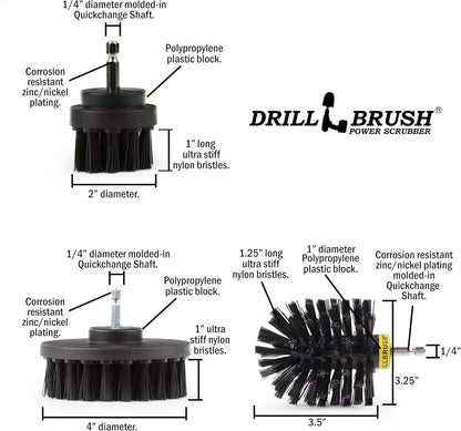 Drillbrush Car Detailing Kit | Drill Brush Set – Soft Bristle Power Scrubber Attachments for Cleaning Car Interior, Upholstery, Carpet, Seats, Wheels, Rims, Dash, Console, and Trim - Nylon Scrub Brush