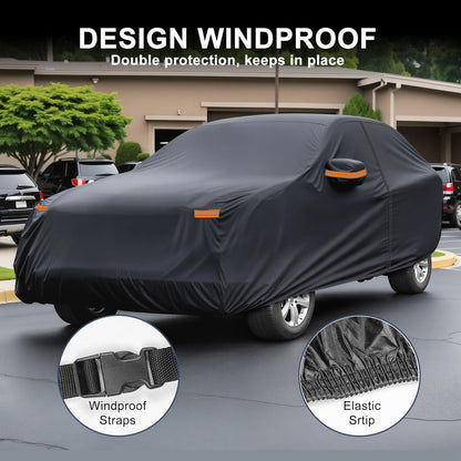 X AUTOHAUX Car Cover for Honda Civic Sedan/Coupe 210D-PU Outdoor Full Car Cover All Weather with Door Zipper for Waterproof Windproof Sun Rain Snow Protection