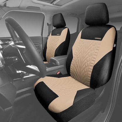 CAR PASS Car Seat Covers Full Sets, Front & Split Rear Bench for Car, 3D Tyre Embossed Automotive Interior Covers, Airbag Compatible, Quick Setup Universal Fit Seat Covers for Car, SUV(Charcoal)