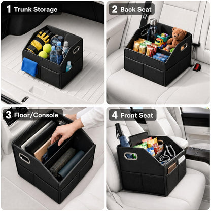 Car Seat Storage Organizer – Compact PU Leather Bin for Trunk, Front Seat, Back Seat & Car Floor