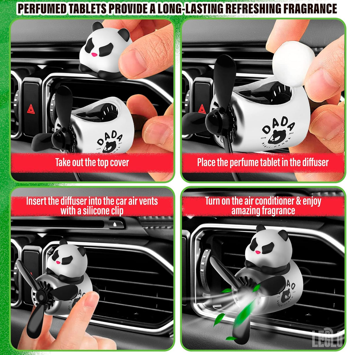 Car Vent Clips - Bear Pilot Car Air Freshener Vent Clip with Rotating Propeller, Durable and Easy to Install, 2.1"x2.5"x2.4" Versatile Size, 2 Aroma Tablets Included, Adds a Playful Touch to Interior