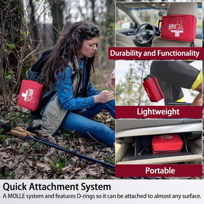 First Aid Kit, Professional Trauma First Aid Kit with Labelled Compartments Molle System for Car, Hiking, Backpacking, Camping, Traveling, and Cycling