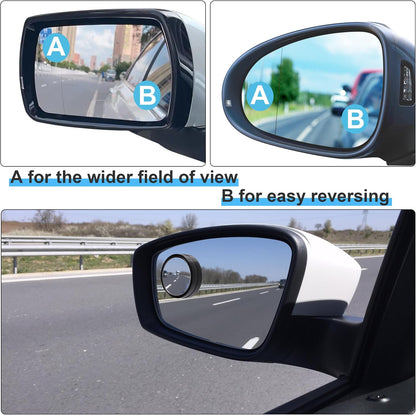 8 Pcs Blind Spot Mirrors for Car, 1.97’’ Round HD Convex Mirror, 360° Wide Angle Side View Mirror with ABS Housing for a wide range of models (black, silver)