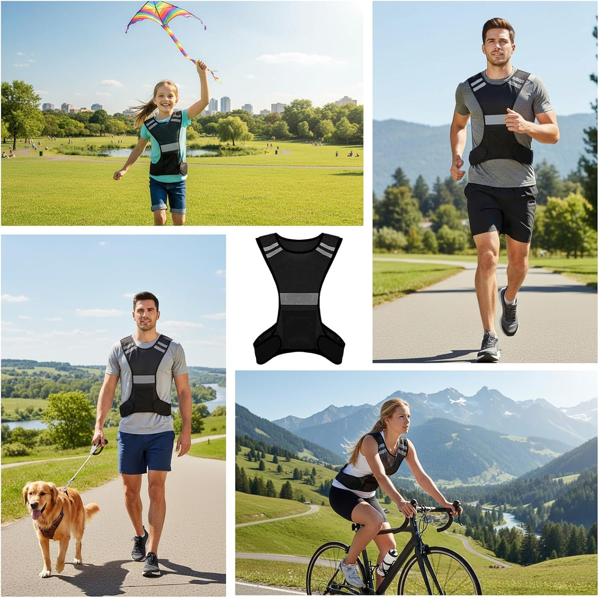 Ptwola Reflective Running Vest High Visibility Running Gear with Large Pocket Night Lightweight Reflective Safety Vest