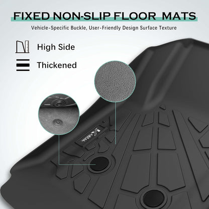 KARPAL Floor Mats for 2007-2013 Chevy Silverado & GMC Sierra 1500 Crew Cab / 2007-2014 2500/3500 HD(Footwell Coverage), All-Weather TPE Custom Fit Floor Liners Car Accessories