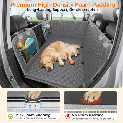 URPOWER 2026 Upgraded Back Seat Extender for Dogs - Large Hard Bottom Dog Car Seat Cover Holds 550lbs, Waterproof Dog Hammock Pet Bed with High-Density Foam Non-Slip Backseat Protector