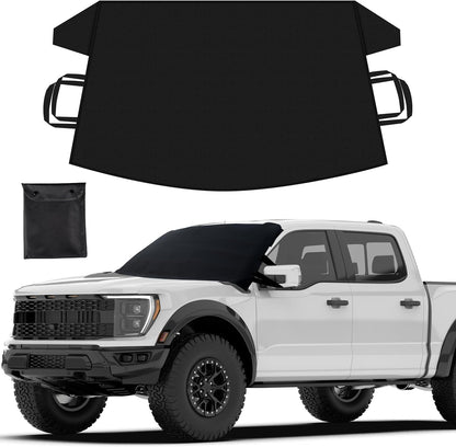 EcoNour Windshield Cover for Ice and Snow - Universal Fit for Car, SUV, Truck, Heavy Duty 600D Oxford Fabric Frost Protector for Ice & Sleet, Includes Anti-Theft Straps, Medium (69"x42")