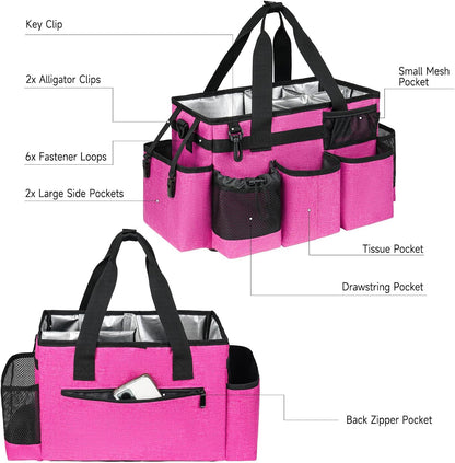 Cleaning Caddy Bag, Cleaning Supplies Organizer for Housekeepers, Housekeeping Caddy with Handle and Detachable Padded Cushion, Black