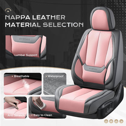 Coverado Seat Covers Full Set, Black Seat Covers for Cars 5 Seats, Car Seat Protector, Waterproof Nappa Leather Car Seat Cushion, Front and Rear Car Seat Cover Fit for Most Sedans SUV Pick-up Truck - Colors B