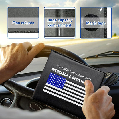 Ziciner Car Registration Insurance Holder, 2Pack Essential Auto Card Document Glove Box Organizer with Touch Fastener, Vehicle Interior Accessories Perfect for Most Car, Truck, SUV (Red/Small Car)