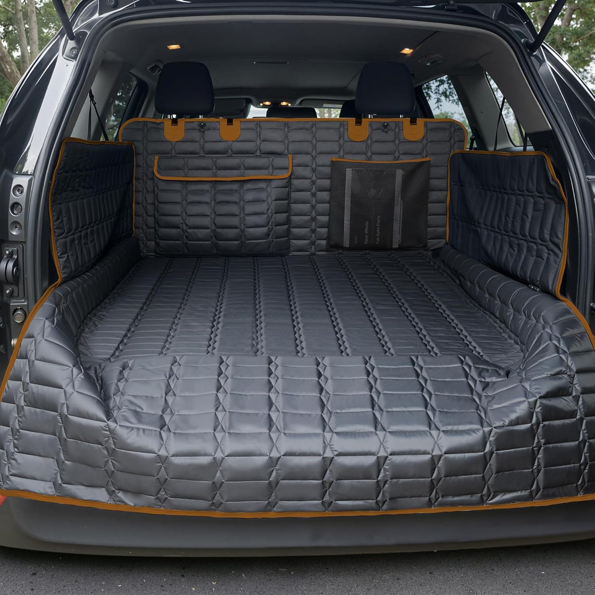 Reliadura SUV Cargo Liner for Dogs, Waterproof Dog Trunk Cover with Bumper Flap Protector, Pet Cargo Mat for SUVs Sedans Vans, Non-Slip Scratchproof Dog Seat Cover, Large Size Universal Fit