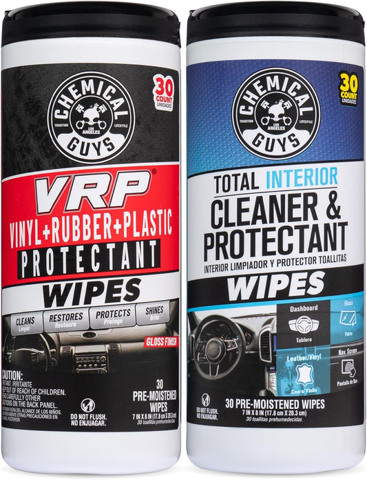 Chemical Guys Canister Wipes - VRP & Total Car Interior Cleaner & Protectant, Great for Cars, Trucks, SUVs, RVs, & More (60 Ct)