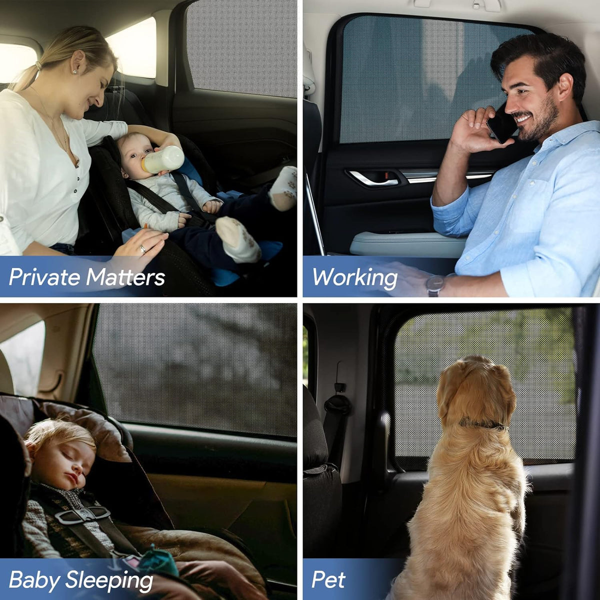 Car Window Shades, 2 Pack Breathable Mesh Car Side Back Window Sun Shades, Stretchy Window Screen for Baby Family Pet UV Protection, Window Covers Fit for Most(95%) of Cars - (Medium 39"x19")
