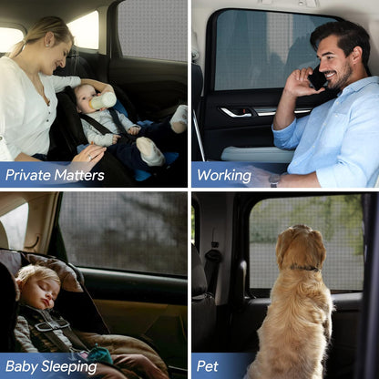 Car Window Shades, 2 Pack Breathable Mesh Car Side Back Window Sun Shades, Stretchy Window Screen for Baby Family Pet UV Protection, Window Covers Fit for Most(95%) of Cars - (Medium 39"x19")