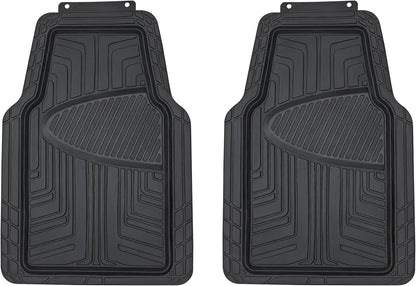 Amazon Basics 4-Piece Premium All-Season Anti-Slip Rubber Floor Mats, All Weather Protection for Cars, SUVs and Trucks, Universal Trim to Fit, Black