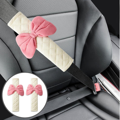 Amooca 2-Pack Soft Seat Belt Covers Universal Car Shoulder Pad Cushions with Braid Pattern for Comfortable Driving & Bag Strap Protection Red