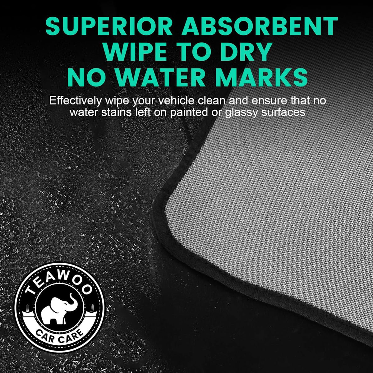 TEAWOO 3-Pack Microfiber Towels for Cars (24" x 35"), Extra Large Super Absorbent Car Drying Towel, Drying Towel for Car & Trucks, Car Towels Drying with No Streaks & Scratches