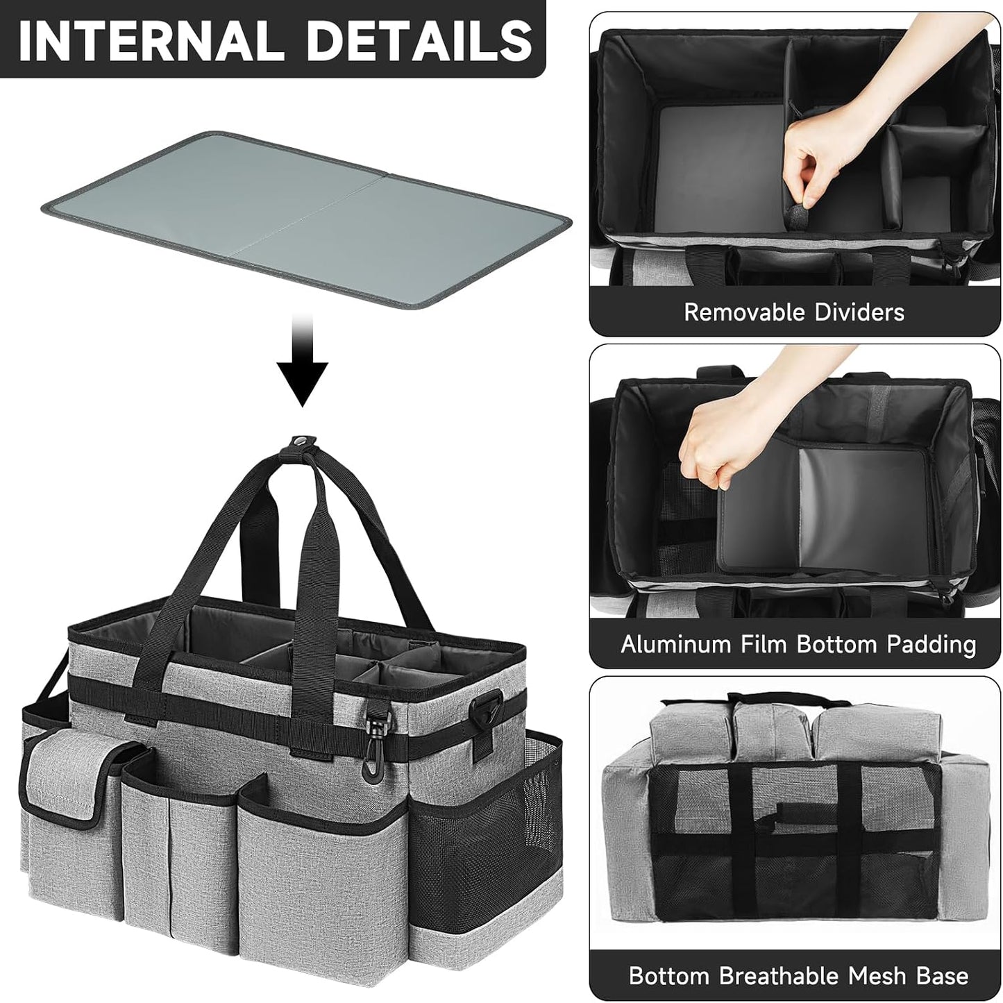 Cleaning Caddy,Cleaning Bag for Housekeepers,Cleaning Supplies Organizer with Handle,Black