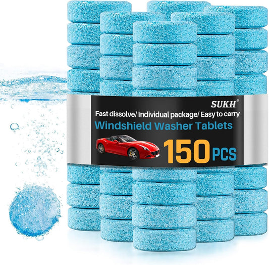 Sukh 150 Car Windshield Washer Tablets - Washer Fluid Tablets Glass Cleaner Concentrate Car Windshield Wiper Fluid Car Windshield Cleaner