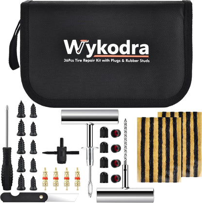 Tire Repair Kit with Tire Plug & Rubber Nail Solutions, Tire Screw Plug Kit with Screwdriver, Professional Heavy Duty Emergency Flat Tire Repair for Car, Truck, Motorcycle, Tractor, Mower, Wheelbarrow