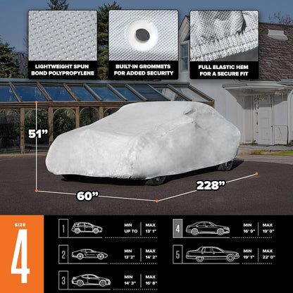 Budge Lite Car Cover, Indoor Protection, Breathable Dustproof Cover, Fits Mid-Size Sedans up to 200 Inches, Gray, Size 3