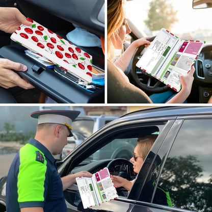 Car Registration and Insurance Holder, with Magnetic Closure for License, Cards and Documents, All Vehicle Needs and Car Accessories (Leopard-Black)