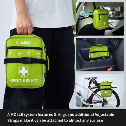 520 Pieces Premium First Aid Kit - Large Emergency Medical Kit for Survival, Car, Home, Travel, Camping, Backpack, Hiking, School (Red)