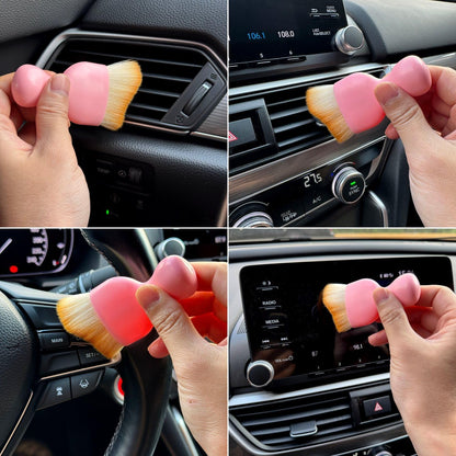 Car Detailing Brush, Soft Bristle Cleaning Brush, Scratch-Free Auto Duster Tool for Dashboard, Air Vents, Leather & Interior Cleaning (Black&Brown)