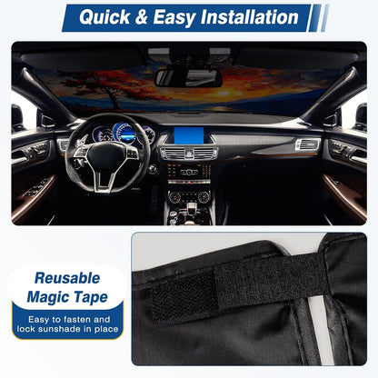 Windshield Sun Shade - Car Sun Shade Windshield, Reflector Sunshade Offers Ultimate Protection for Car Interior, Foldable Front Window Fit for Hatchback, Truck, SUV, MPV