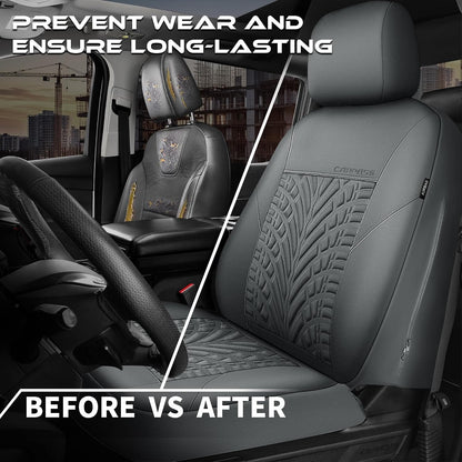 CAR PASS Car Seat Covers Full Sets, Front & Split Rear Bench for Car, 3D Tyre Embossed Automotive Interior Covers, Airbag Compatible, Quick Setup Universal Fit Seat Covers for Car, SUV(Charcoal)