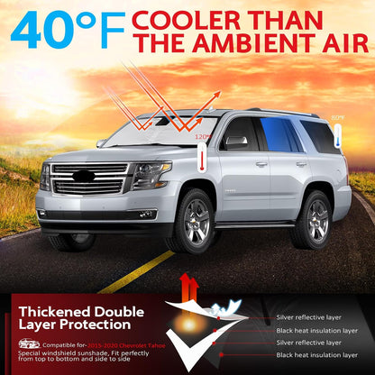 KAYZT Windshield Sun Shade for 2019-2025 2026 Chevy Silverado 1500 /GMC Sierra 1500 2500HD 3500HD Foldable Sunshade Front Window Custom Fit Car Accessories - Colors C