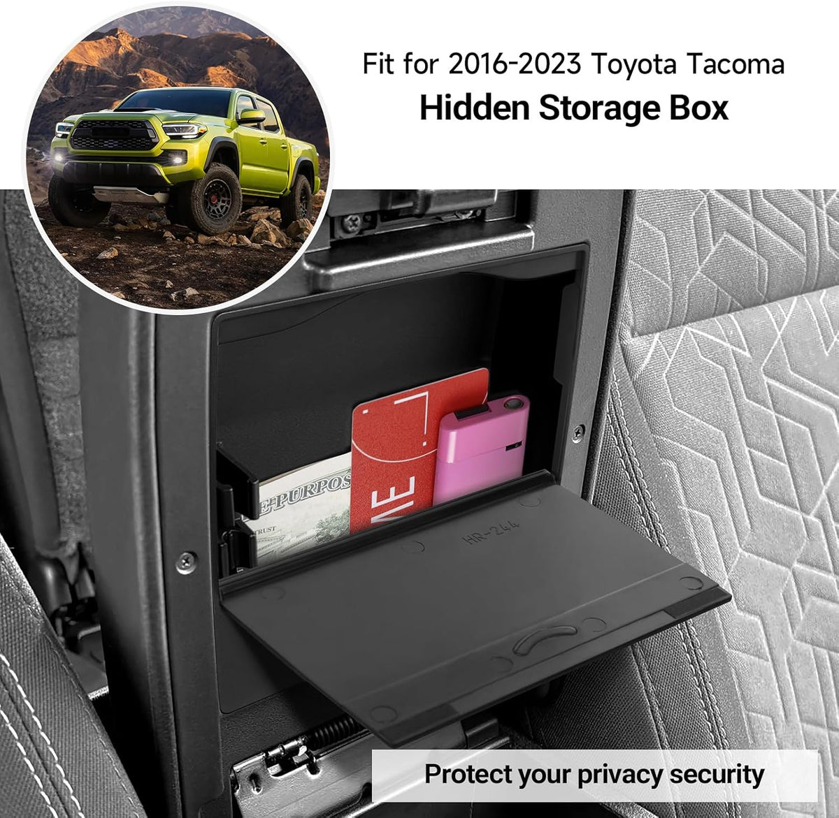 Glove Box Dividers Organizer Compatible with Toyota 2016-2020 2021 2022 2023 Tacoma Accessories Black ABS Material Center Console Organizer