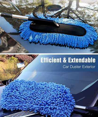 YeewayVeh Car Duster Exterior Scratch Free Microfiber Car Cleaning Brush, Extendable Handle Pollen and Dust Brush for Truck, SUV, Vehicles and Home Cleaning, Gray and Red