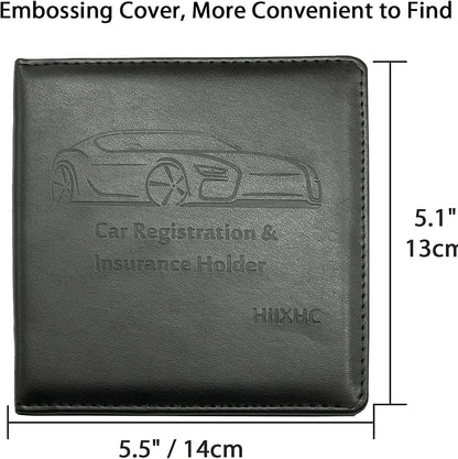 Car Registration and Insurance Card Holder - Leather Vehicle Glove Box Automobile Documents Paperwork Wallet Case Organizer for ID, Driver's License, Key, Cards - Car Accessories for Women&Men