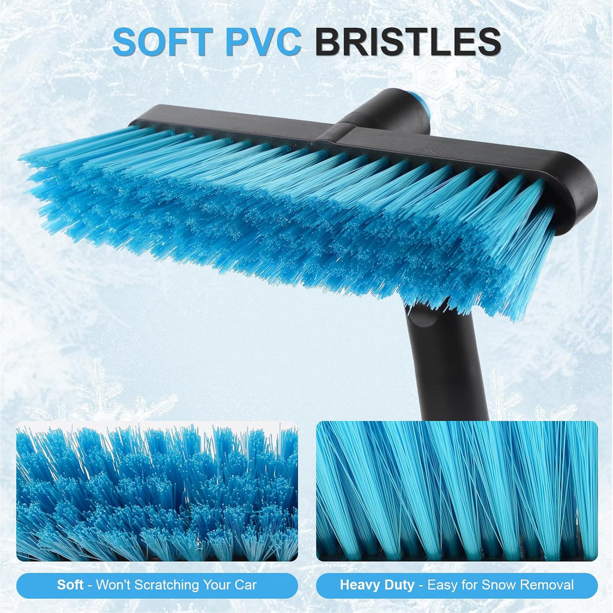 43" Ice Scraper for Car Windshield, Snow Brush with Squeegee, 3 in 1 Snow Removal for Cars with Foam Grip and 180° Pivoting Brush Head for Auto Truck SUV