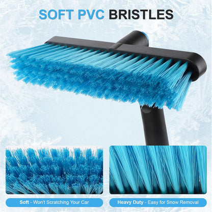 43" Ice Scraper for Car Windshield, Snow Brush with Squeegee, 3 in 1 Snow Removal for Cars with Foam Grip and 180° Pivoting Brush Head for Auto Truck SUV