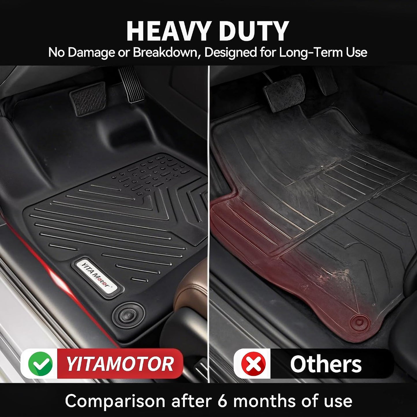 YITAMOTOR Floor Mats Fit for Ford F250/F350/F450/F550 2017-2026 Super Duty Crew Cab | Front Bucket Seat | Rear W/Fold-Flat Storage | Carpet Floor, 1st & 2nd Row TPE All Weather Protection