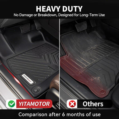 YITAMOTOR Floor Mats Fit for Ford F250/F350/F450/F550 2017-2026 Super Duty Crew Cab | Front Bucket Seat | Rear W/Fold-Flat Storage | Carpet Floor, 1st & 2nd Row TPE All Weather Protection