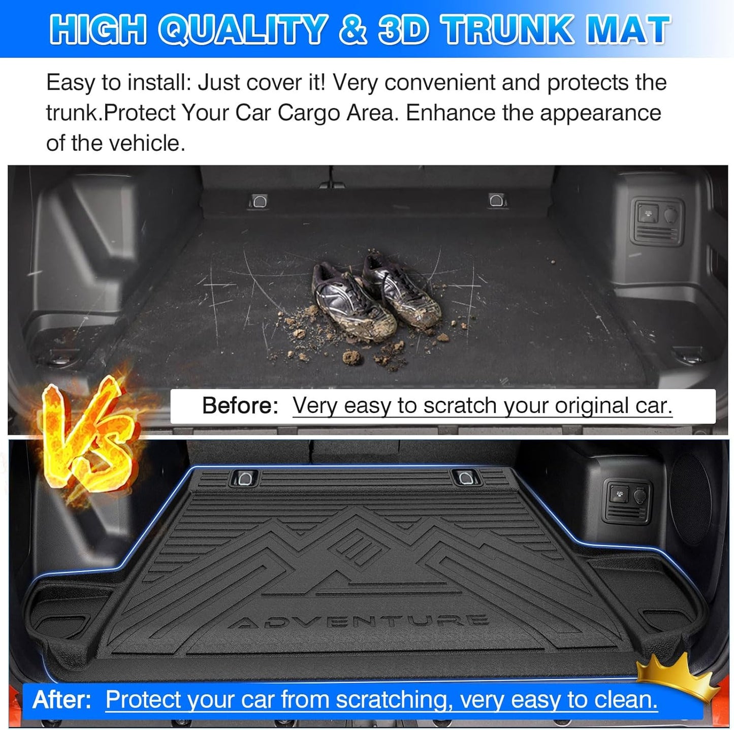 Rav4 Cargo Liner - Trunk Mat for Toyota RAV4 2019-2024 2025, All Weather Cargo Mat for rav4 Accessories, Heavy Duty (Fit for All Models)
